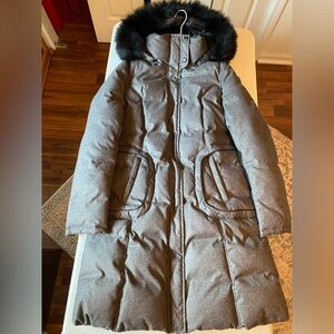 Soia & Kyo Charcoal Puffer Jacket with Dark Fur Hood